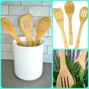 NWT Evriholder 3-Pack Bamboo Kitchen Utensils